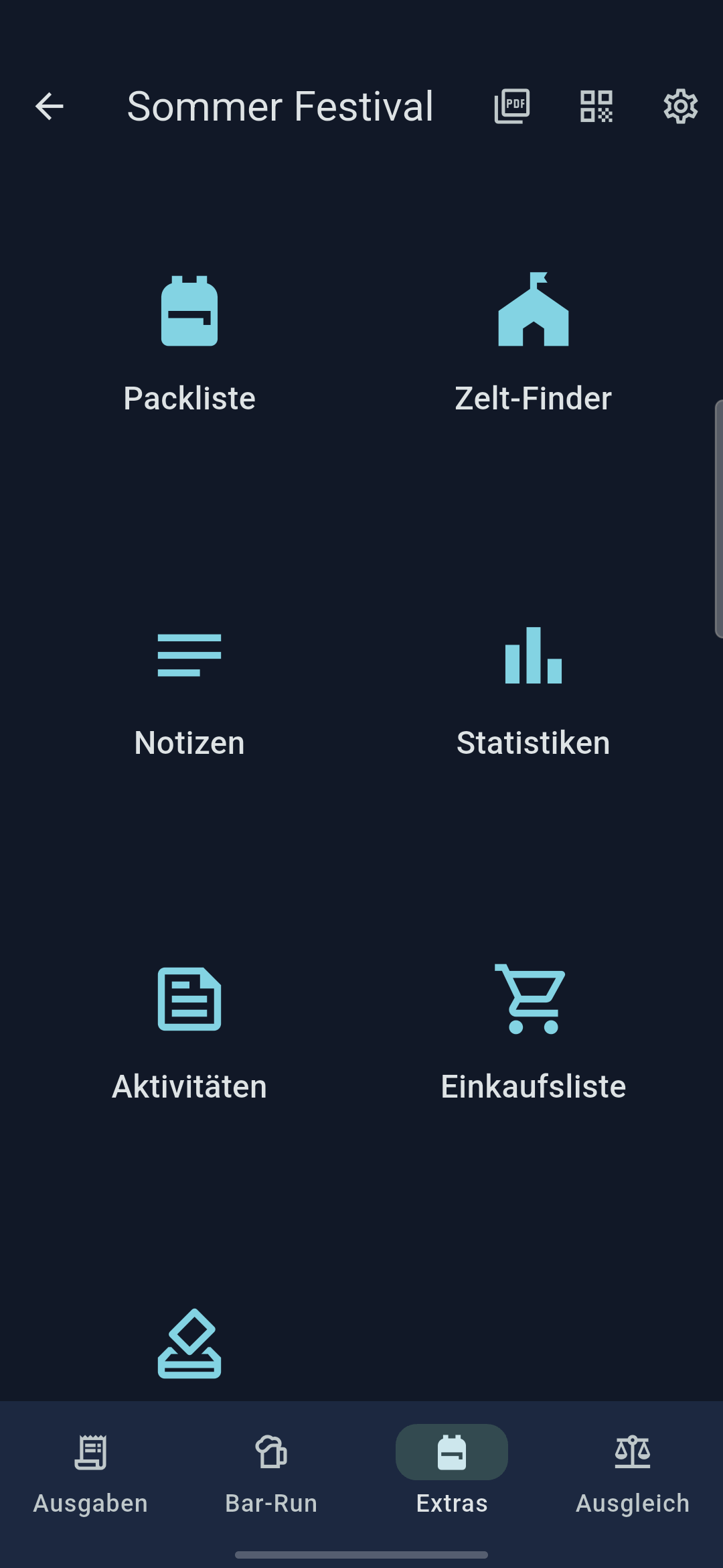 CrewTab – Extras: Packliste, Notizen, Einkaufsliste und Abstimmungen